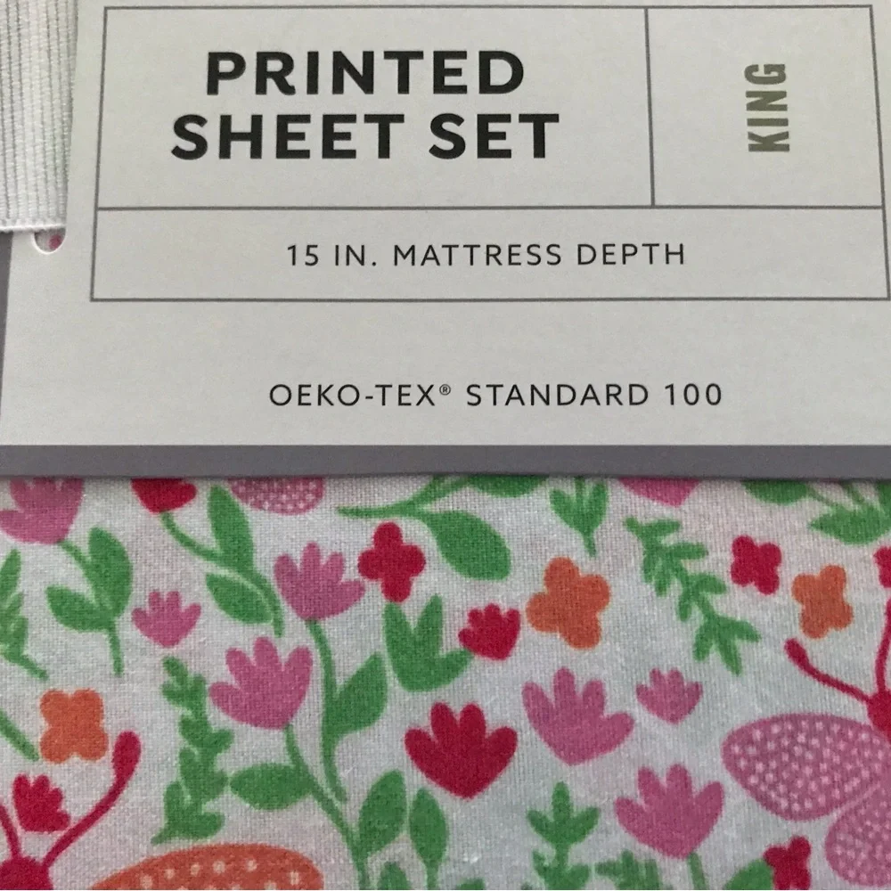 Havenstay Butterfly Floral King Sheet Set - Pink & Orange - Picture 3 of 3